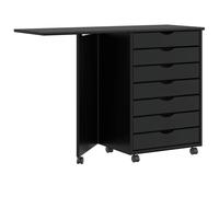vidaXL Rolling Cabinet with Desk MOSS Black Solid Wood Pine