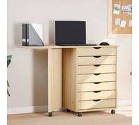 Rolling Cabinet with Desk Mobile File Cabinet Solid Wood Pine MOSS vidaXL
