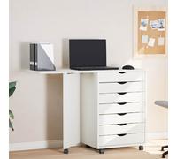 Vidaxl Rolling Cabinet With Desk Moss White Solid Wood Pine
