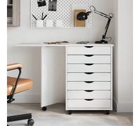 (white) vidaXL Rolling Cabinet with Desk Mobile File Cabinet Solid Wood Pine MOSS