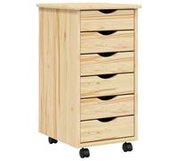 vidaXL Rolling Cabinet with Drawers MOSS Clear Varnish Solid Pine wood