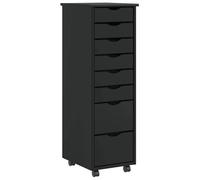 vidaXL Rolling Cabinet with Drawers MOSS Black Solid Wood Pine