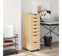 vidaXL Rolling Cabinet with Drawers MOSS Clear Varnish Solid Pine wood