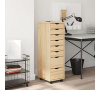 Rolling Cabinet with Drawers Mobile File Cabinet Solid Wood Pine MOSS vidaXL