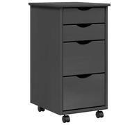 vidaXL Rolling Cabinet with Drawers - MOSS Collection - Engineered Wood and Solid Pine - Grey - Featuring Concave Handles and 4 Drawers for Storage
