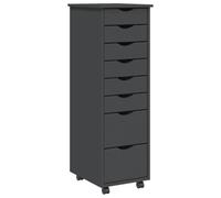 Vidaxl Rolling Cabinet With Drawers Moss Grey Solid Wood Pine