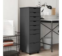 (grey, 34 x 39 x 103 cm) vidaXL Rolling Cabinet Office Cabinet with Drawers White Solid Wood Pine MOSS