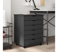 Vidaxl Rolling Cabinet With Drawers Moss Grey Solid Wood Pine