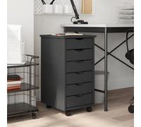 vidaXL Versatile Solid Pine Wood Rolling Cabinet with Easy Guidance System - Grey, Multiple Drawers, Perfect for Office and Home Storage