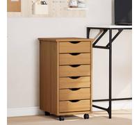 (honey brown, 34 x 39 x 65.5 cm) vidaXL Rolling Cabinet with Drawers Mobile File Cabinet Solid Wood Pine MOSS