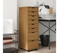(honey brown, 34 x 39 x 103 cm) vidaXL Rolling Cabinet Office Cabinet with Drawers White Solid Wood Pine MOSS