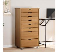 vidaXL Rolling Cabinet with Drawers MOSS Honey Brown Solid Wood Pine