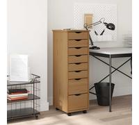 vidaXL Rolling Cabinet with Drawers MOSS Honey Brown Solid Wood Pine