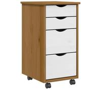 vidaXL Rolling Cabinet with Drawers MOSS Honey Brown Solid Wood Pine