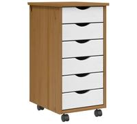 vidaXL Rolling Cabinet with Drawers "MOSS" Honey Brown Solid Wood Pine | Six drawers give you plenty of space, Comes with four smooth wheels, Fits in with different room styles