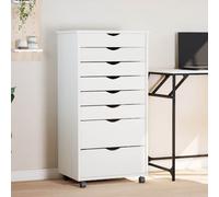 vidaXL Rolling Cabinet with Drawers MOSS White Solid Wood Pine