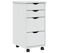Vidaxl Rolling Cabinet With Drawers Moss White Solid Wood Pine