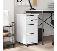 vidaXL Rolling Cabinet with Drawers MOSS White Solid Wood Pine