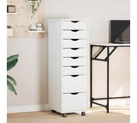 Vidaxl Rolling Cabinet With Drawers Moss White Solid Wood Pine