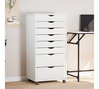 Vidaxl Rolling Cabinet With Drawers Moss White Solid Wood Pine Rolling Cabinets