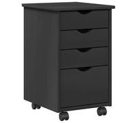 vidaXL Rolling Cabinet with Wheel Grey 34 x 39 x 56 cm Solid Pine Wood, Rectangular, Durable Storage Box, Organizer for Home, Office, Kitchen, Easy to Use, Multi-functional, Heavy-duty, Eco-friendly