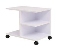 vidaXL Rolling Shelf Home Rolling Standing Bookcase Storage Side Table Indoor Living Room Standing Shelf Office Side Table Furniture White