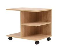 vidaXL Rolling Shelf Home Rolling Standing Bookcase Storage Side Table Indoor Living Room Standing Shelf Office Side Table Furniture Oak