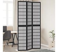vidaXL Room Divider 3 Panels Black Solid Wood Paulownia