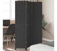 vidaXL Room Divider 3 Panels Black Solid Wood Paulownia