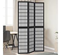 vidaXL Room Divider 3 Panels Black Solid Wood Paulownia
