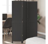 vidaXL Room Divider 3 Panels Black Solid Wood Paulownia