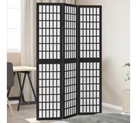 vidaXL Room Divider 3 Panels Black Solid Wood Paulownia