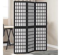 vidaXL Room Divider 3 Panels Black Solid Wood Paulownia