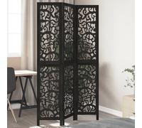 vidaXL Room Divider 3 Panels Black Solid Wood Paulownia