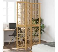 vidaXL Room Divider 3 Panels Brown Solid Wood Paulownia
