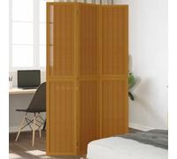 Vidaxl Room Divider 3 Panels Brown Solid Wood Paulownia