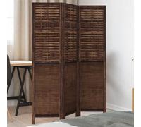 Vidaxl Room Divider 3 Panels Dark Brown Solid Wood Paulownia