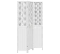 vidaXL Room Divider 3 Panels Office Privacy Screen White Solid Wood Paulownia