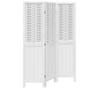 vidaXL Room Divider 3 Panels Office Privacy Screen White Solid Wood Paulownia