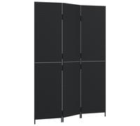 vidaXL Room Divider 3 Panels Privacy Screen Balcony Screen Black Poly Rattan