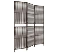 vidaXL Room Divider 3 Panels Privacy Screen Balcony Screen Brown Poly Rattan