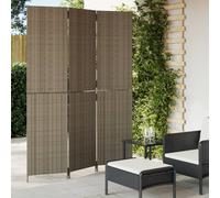 vidaXL Room Divider 3 Panels Privacy Screen Balcony Screen Grey Poly Rattan