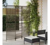 vidaXL Room Divider 3 Panels Privacy Screen Balcony Screen Grey Poly Rattan