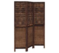 vidaXL Room Divider 3 Panels Privacy Screen Dark Brown Solid Wood Paulownia