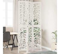 Vidaxl Room Divider 3 Panels White Solid Wood Paulownia