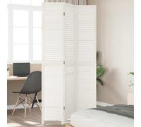 vidaXL 3-Panel Room Divider - Privacy Screen in White Solid Paulownia Wood, Foldable, Indoor Use, for Living Room/Bedroom/Office - 105-110x220cm