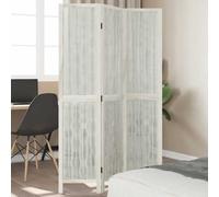 vidaXL Room Divider 3 Panels White Solid Wood Paulownia