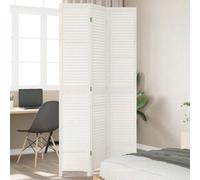 vidaXL 3-Panel Room Divider - Privacy Screen in White Solid Paulownia Wood, Foldable, Indoor Use, for Living Room/Bedroom/Office - 105-110x220cm