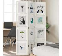 Vidaxl Room Divider 3 Panels White Solid Wood Paulownia