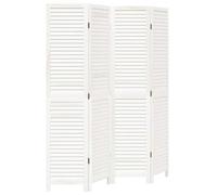 vidaXL Room Divider 4-Panel White - Paulownia Wood Privacy Screen for Bedroom/Living Room/Office, Durable and Easy Folding Partition